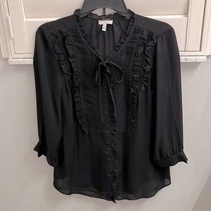 Joie black silk blouse